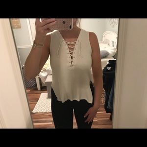 Lace-up Sweater Tank